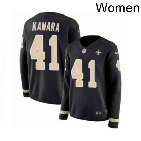 Womens Nike New Orleans Saints 41 Alvin Kamara Limited Black Therma Long Sleeve NFL Jersey